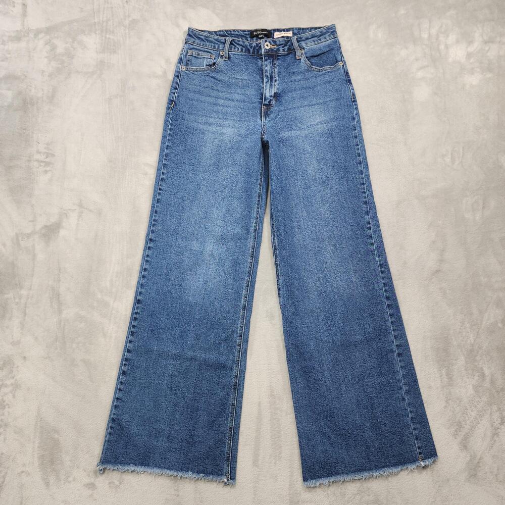 BCBGGeneration Jeans Womens 11/30 Juniors Blue High Rise Wide Leg Stretch Denim